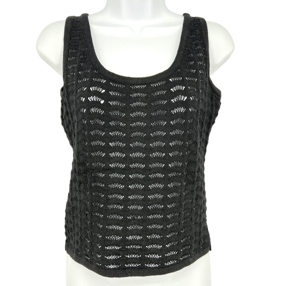 St. John Black Santana Knit Sleeveless Shell Top Size Small - Picture 1 of 9